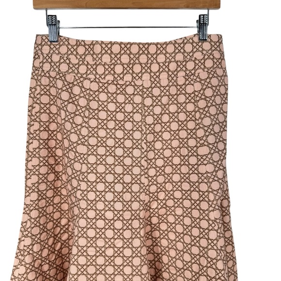 Tuckernuck NEW Petal Cane Brynn Geometric Pink Retro Pleated Midi Skirt Size 6 - Picture 5 of 12